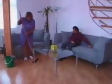 Granny Maid Abused By Younger Boss After Cleaning