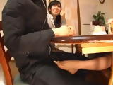 Aggressive Mother In Law Fucks Son In Law Under The Table While Her Daughter Is In the Kitchen