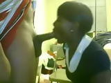 Black girlfriend sucks big cock