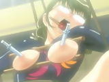 Roped hentai with clothespins on her tounge gets  pumped