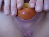 Inserting Apple Inside Her Pussy
