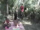 Outdoor shemale threesome
