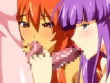 Two hentai girls sharing and blowjob dicks