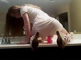 Young Horny Girl Riding A Big Dildo