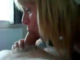 Blonde Ex Wife gives blowjob and gets facial