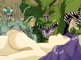 Busty hentai brutally monsters fucking