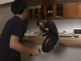 Two Friends Fight Over Their Friends Mom In A Kitchen