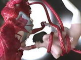 3D Anime Caught By Monster Tentacles And Sucked Big Cock