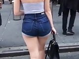 candid thick ass blonde teen in shorts