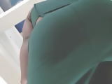 Ebony green skirt with a huge slit.