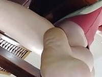Candid milf feet soles french pedicure 