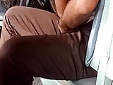 Indian guy founding his crotch in train