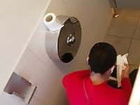 Big Butt Latina toilet spy 