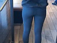 Blonde teen in leggings