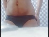 Wife having fun while bathing
