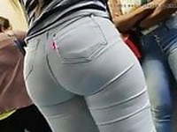 Big ass in white jeans so hot candid