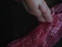 my girl playing  with her used panties 