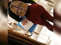 Candid Big Booty Latina in Maroon Leggings pt. 2