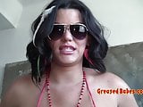 Busty Latina Angelina Castro in Red Thong String Bikini