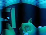 Handjob with French nails in solarium 