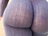 Bubble booty ebony walking in spandex VPL