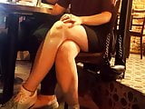 Her sexy leg crossing, upskirt show