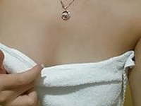 Asian Agnes flashing in bathroom