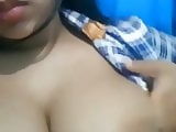 Bangladeshi Big Boobs Girl Pressing her Boobs Selfie  