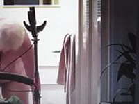 Gran drying off after her shower.