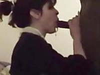 White Slut Gets Big Black Cum Facial !!