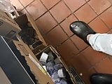 Ebony in jeans at work