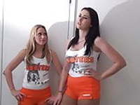 Hooters Waitress Pantyhose Footjob