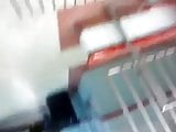 Upskirt Ebony in train station