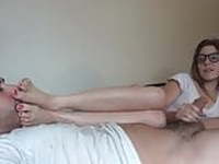 Foot sniffing Handjob