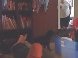 Fat maid looking at flashed cock