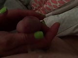Wife nails rubs spot til big cumshot 