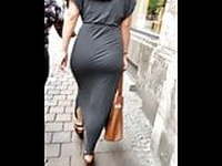 Big Ass walking in the street - jiggle and thongline