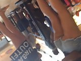 Two nice teen asses in jeans shorts and spandex shorts