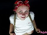 Shy chubby girl Maja Meer love sucking dick - cum on face