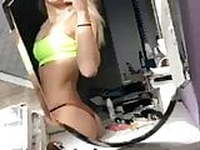 Blonde teen showing off on livestream