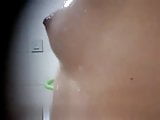 Hidden spy housemate shower side boob (best angle)