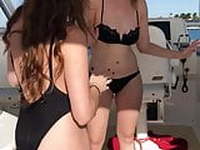 girls on boat dancing