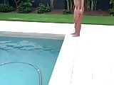 Tits Out & Topless at our public home complex pool