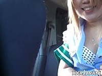 Japanese babe with big boobs sucks dick and bangs her pussy