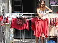 Teen neighbor on the balcony