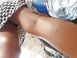 she gives sexy upskirt, in thongs