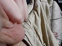 Wife rubbing castration cream on nuts