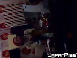 Adorable Japanese pissing on the floor and then cleaning up