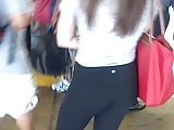 Beautiful Asian Girl in Black Leggings with Cute Small Ass